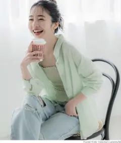 coca ガーゼシャツ M ライトグリーン