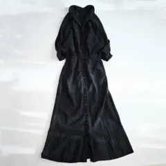 plage プラージュ リネン混シャツワンピース マキシ丈 36 黒のサムネイル