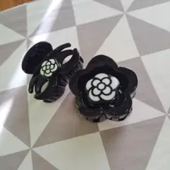 黒い花のデザイン ヘアクリップセット
