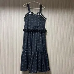 しまみさ　ニナス　黒　オリジナル柄 ペプラムジャンパースカート