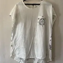 ホワイト プリント柄 半袖シャツ