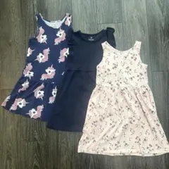 H&M ノースリーブワンピース 3点セット女の子 120cm ユニコーン 花柄
