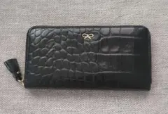 Anya Hindmarch クロコ型押し 長財布 ブラックのサムネイル