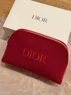 未使用・Dior レッド ベルベット ポーチ