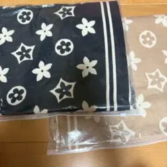 ネイビー 花柄 マフラー