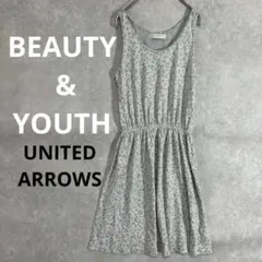 ビューティーアンドユース　レオパード柄タンクトップワンピース　スウェット　ミニ丈