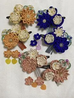 つまみ細工髪飾りセット3種類　成人式・卒業式・七五三