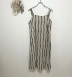 キャミロングワンピース　ブラウン淡色　 ベージュ　ドット　水玉　今っぽ　春夏