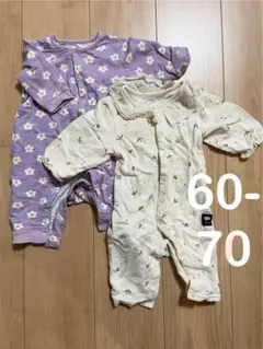 futafuta 長袖ロンパース 裏毛 60-70 2着セット