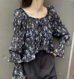 【mystic】mline 楊柳花柄ブラウス トップス