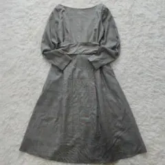 美品❉ スローブイエナ グレンチェックフレアワンピース ボートネック 38