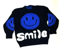 美品　 スマイル ブラック ブルー　セーター レディース　Ｍ〜Ｌサイズ