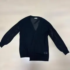 a.v.v ブラックカーディガン Vネック 透かし編み