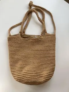 ベージュ編み物トートバッグ