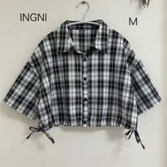 INGNI サイドドロストチェック柄 シャツ　ブラウス　半袖　M