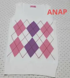 anap　アナップ　ベスト　M　白　ピンク　アーガイル　タンクトップ　値下げ❌