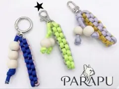 パラコード　ハンドメイド　キーホルダー　チャーム　ライム×グレー