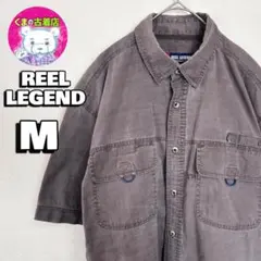 usa古着 REEL LEGEND 半袖フィッシングシャツ M ダークブラウン