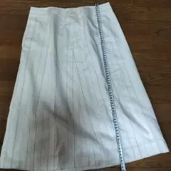 LAPINE BLANCHE ストライプ 白 綿 スカート 9号