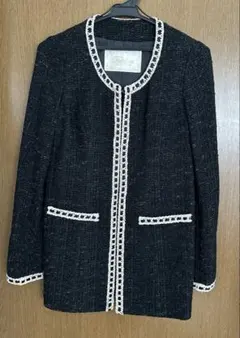 CECIL McBEE ノーカラージャケット ブラックフォーマル