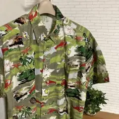 80s 90s 総柄シャツ　アロハシャツ　ボタンダウン　ヴィンテージ