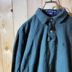 SS015 RALPH LAUREN 長袖 ポロシャツ ブラック レディース M