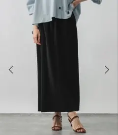 グローバルワーク　セルフカットプリーツナロースカート　ブラック