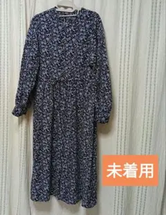 THE SHOP TK 【未着用】茶色花柄長袖マキシワンピース