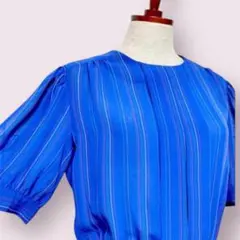 vintage ヴィンテージ ワンピース ストライプ 青　レトロUSA海外古着