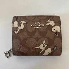 COACH×PEANUTS スヌーピー 二つ折り財布 シグネチャー中古品