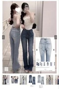GRL バックポケットレースフレアパンツ［qu169］ブルーのサムネイル