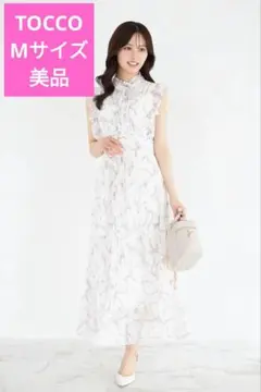 ​【美品】トッコクローゼット リボン＆フリル ウエストシャーリングワンピース M