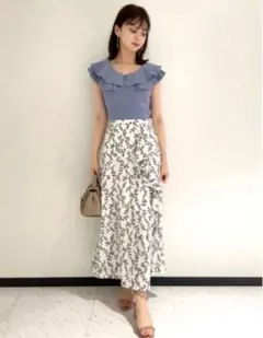 スナイデル ドット柄プリーツロングスカート ティアードスカート 水玉