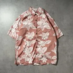 美品Dick Brewer ハワイアンキルト柄 アロハシャツ ブラウン M希少 