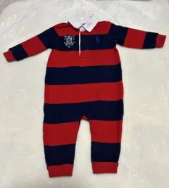 ラルフローレン　赤と紺のストライプ　ロンパース 70サイズ　６M