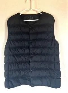 無印良品　軽量ノーカラーダウンベスト　メンズXL 黒