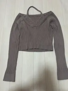 SHEIN リブ編みオフショルダーセーター M