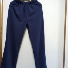 ネイビー ワイドパンツ ゴムウエスト