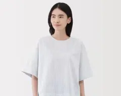 無印良品 乾きやすいブロード五分袖ブラウス S
