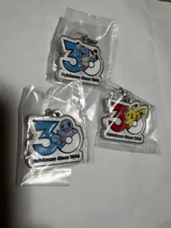 ポケモン30周年 メタルチャームマスコット ピカチュウ ゼニガメ カメックス
