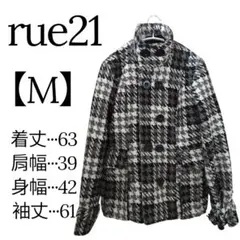 美品✨rue21 【M】Mブラック・ホワイト チェックジャケット オシャレ 冬