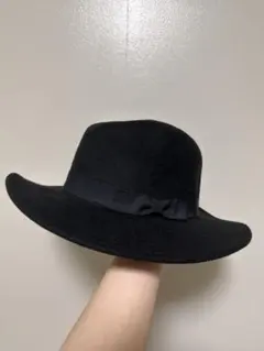 BROWNY 黒 ツバ広ハット フェルトハット ブラック Fサイズ