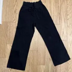 ユニクロ　ウォッシャブルニットリブパンツ　ブラック　Lサイズ