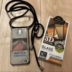 新品　ammy.　iPhone7 8 SE ショルダーつきケース＆ガラスフィルム