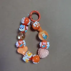 ハンドメイド　オレンジビーズ ストラップ【1点限り】