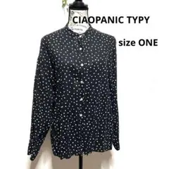 CIAOPANIC TYPY リネン ドット柄の長袖シャツブラック