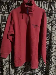 CONVERSE レッド ハーフジップ プルオーバー スウェット 古着