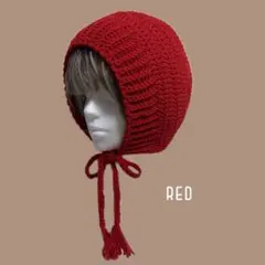 バラクラバ　ボンネット　フード帽　赤　レッド　耳当て付き　ニット帽