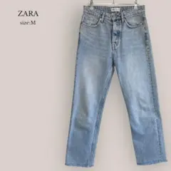 【ザラ】ZARA テーパードデニム　ジーンズ　サックス　ハイウエスト