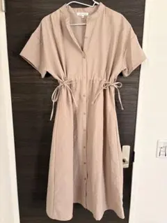 マタニティ♡美品　ベージュ 半袖シャツワンピース Fサイズ　薄手